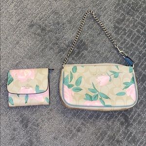 Authentic Coach wallet & wristlet clutch chain set